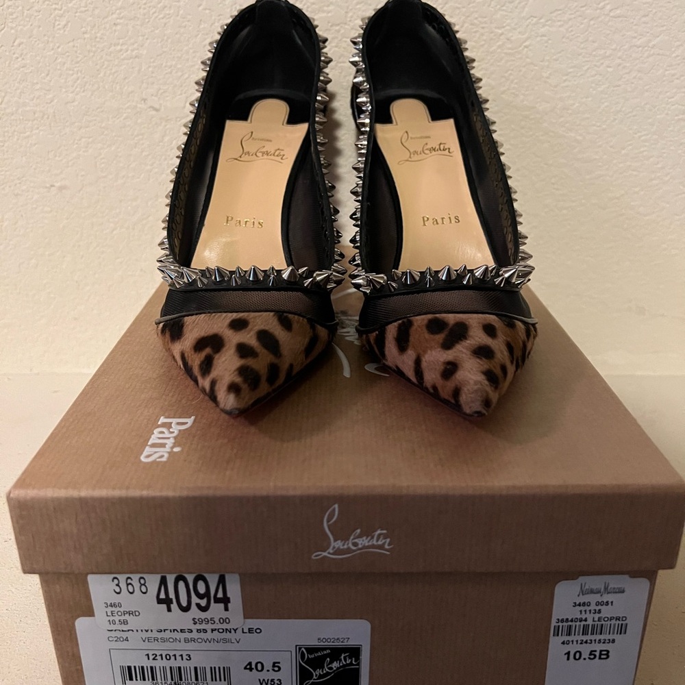 Christian Louboutin Leopard and Black Spiked Heels